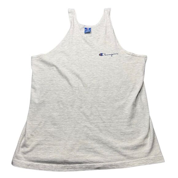 Vintage Champion Shirt Adult Gray Stringer Chest Logo Tank Top L Made In USA 90s - Picture 1 of 10